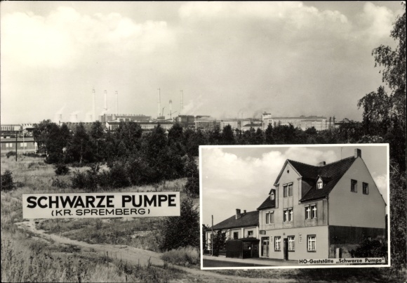 Ak Spremberg in de Lausitz, Zwarte Pomp, HO-Restaurant Zwarte Pomp, panorama