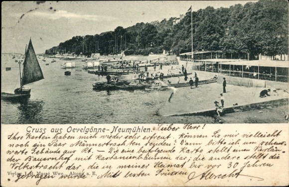 Postcard Hamburg Altona Neumühlen Oevelgönne, beach party