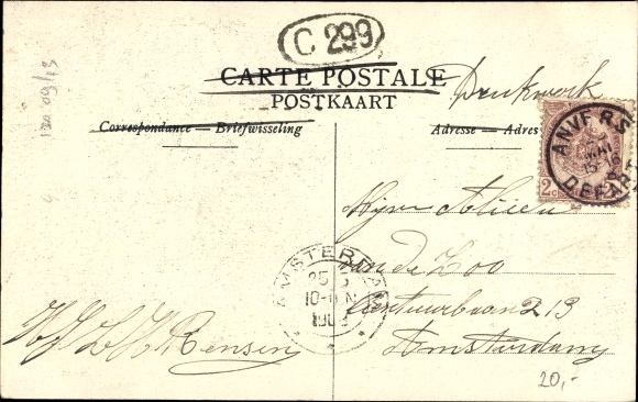 Postcard Contich Kontich Flandern Antwerp, railway accident, accident de chemin de fer 1908, voiture