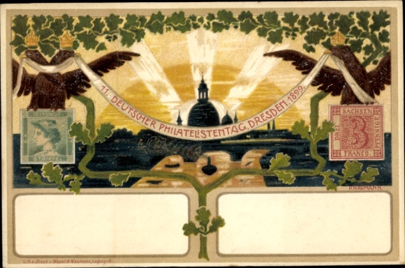 Postwaardestukken litho Dresden, 11e Duitse Filatelistendag 1899