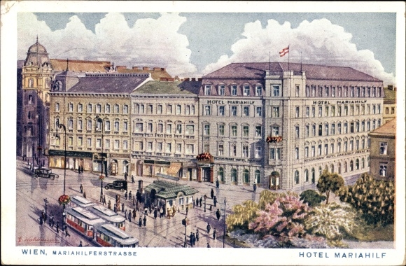 Künstler Ak Wien 6. Mariahilf, Mariahilfer Straße 121, Hotel Mariahilf