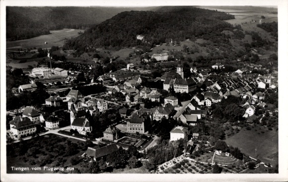 Postcard Waldshut Tiengen am Hochrhein, aerial photograph