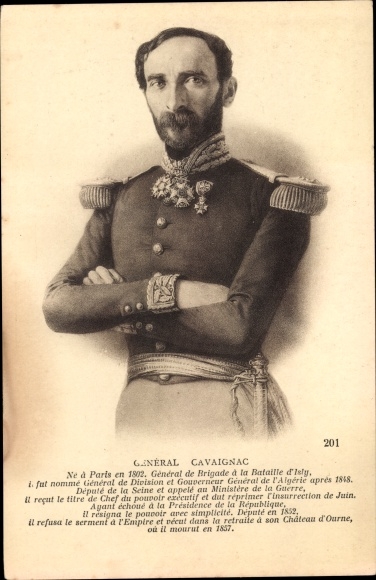Postcard General Cavaignac, Portrait, Battle of Isly