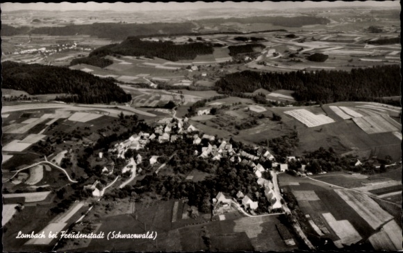 Postcard Lombach Loßburg in the Black Forest, aerial photograph
