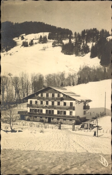 Ak Megève Haute Savoie, Winterlandschaft, Hotel
