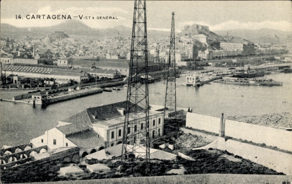 Postcard Cartagena Murcia Spain, general view, harbor
