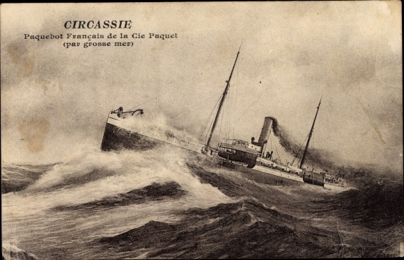 Ak Circassie, Paquebot Francais de la Compagnie de Navigation Paquet par grosse mer, Dampfschiff