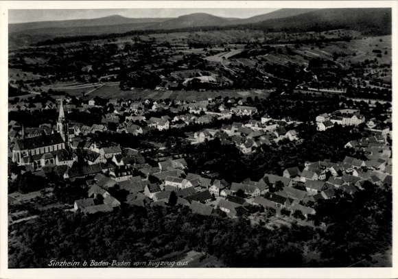 Postcard Sinzheim in Baden, aerial photograph
