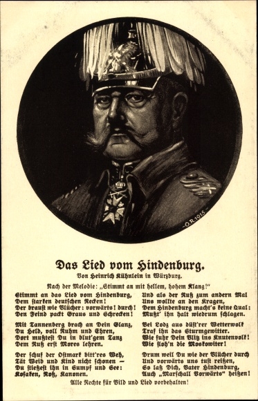 Song Artist Postcard Renatus, Otto, Field Marshal Paul von Hindenburg, portrait