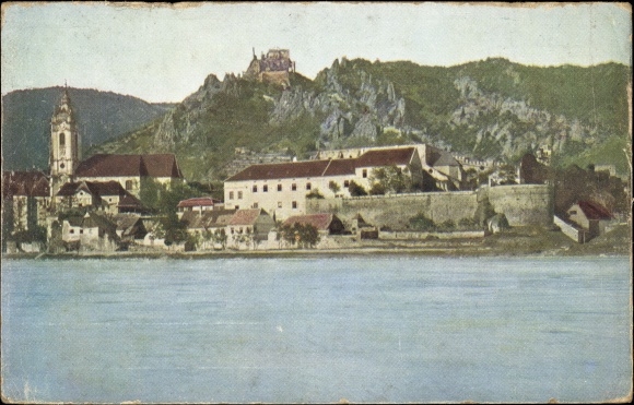 Ak Dürnstein an der Donau Wachau Niederösterreich, Teilansicht mit Burg St. Michael