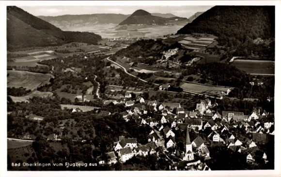 Postcard Bad Überkingen in Württemberg, aerial photograph