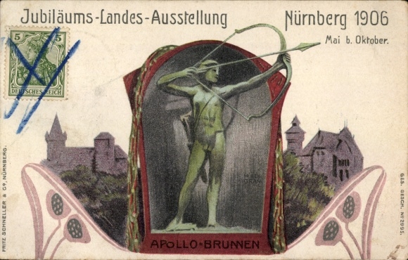 Artist Chromo-Litho Behgran, H., Nuremberg in Middle Franconia Bavaria, Jubilee State Exhibition 1906