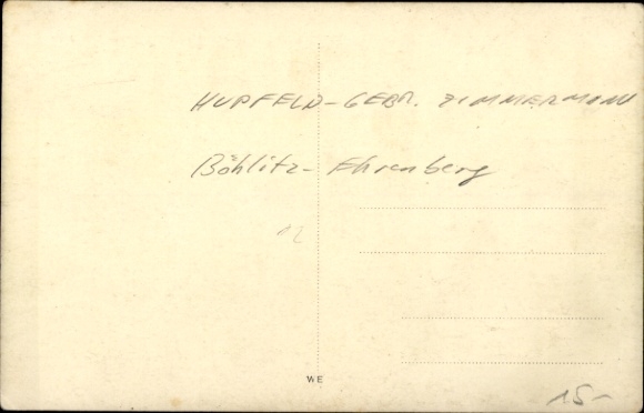 Fotokaart Johanngeorgenstadt?, pianofabriek Hupfeld, gebroeders Zimmermann, stormschade