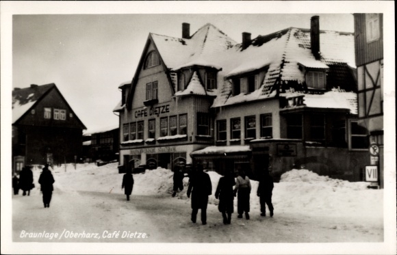 Postcard Braunlage in the Upper Harz, Café Dietze in winter