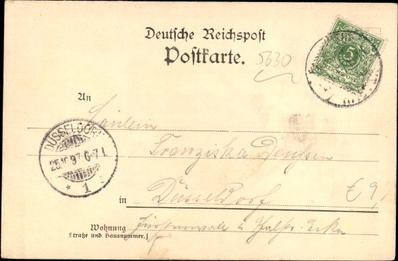 Chromo-Litho Remscheid in the Bergisches Land, marketplace, dam, castle, valley crossing near Müngsten