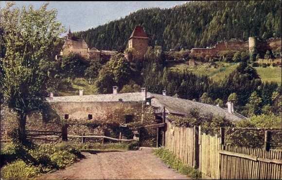 Postcard Friesach in Carinthia, ruin Petersberg