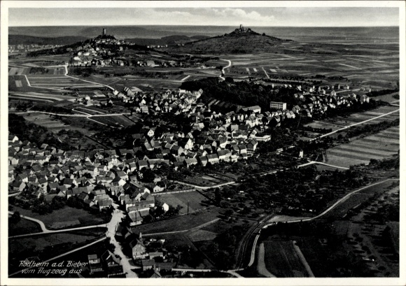 Postcard Rodheim Bieber Biebertal in Hesse, aerial photograph