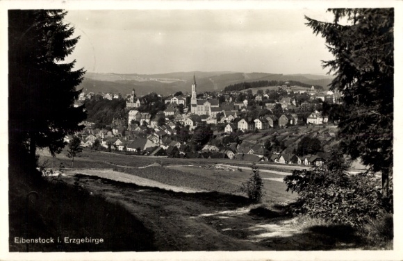 Postcard Eibenstock in the Ore Mountains Saxony, general view