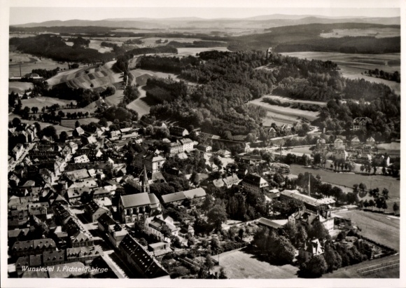 Postcard Wunsiedel in the Fichtelgebirge Upper Franconia, aerial photograph