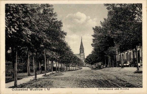 Postcard Ostseebad Wustrow Fischland, Dorfstraße, Church
