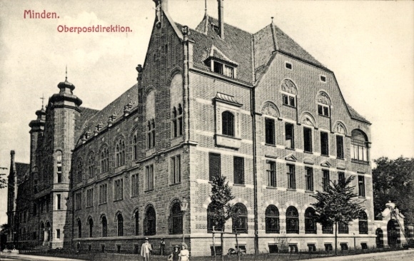 Ak Minden in Westfalen, Oberpostdirektion,  Architektur, Schwarz-Weiß-Foto