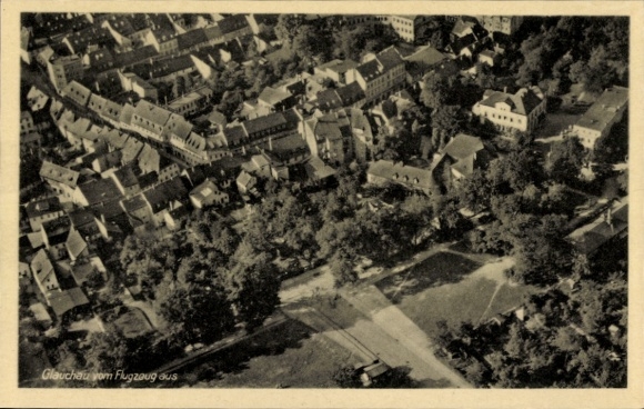 Postcard Glauchau in Saxony, aerial photograph