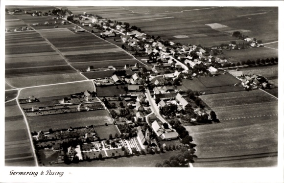 Postcard Germering near Munich, aerial photograph