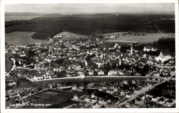 Postcard Leutkirch im Allgäu Württemberg, aerial photograph