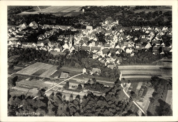 Postcard Bissingen an der Teck, aerial photograph