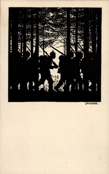 Paper cutting artist Postcard Madlener, J., German soldiers, Vorwärts