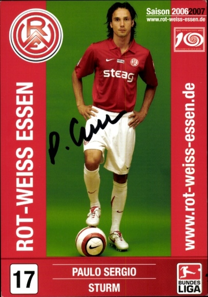 Autogrammkarte Fußballer Paulo Sergio, Rot-Weiss Essen, Autogramm