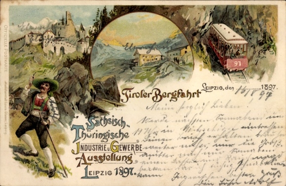 Chromo-Litho Leipzig in Saxony, Saxon-Thuringian Industrial and Trade Exhibition 1897, Tyrolean Mountain Ride