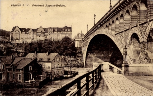 Postcard Plauen in Vogtland, Friedrich August Bridge