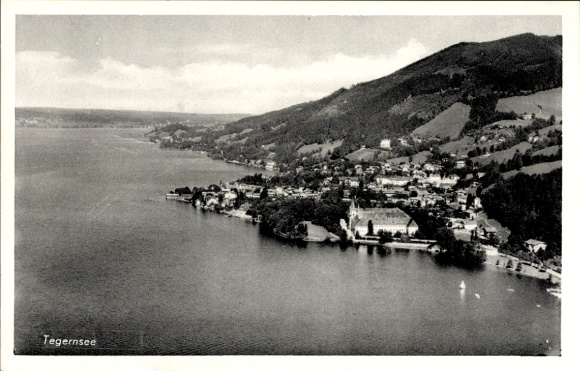 Postcard Tegernsee in Upper Bavaria, aerial photograph