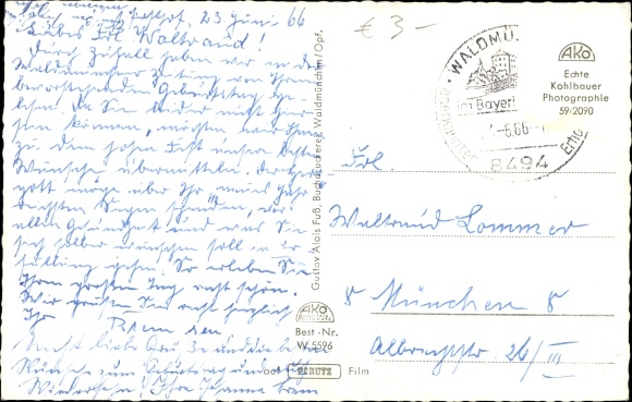 Postcard Waldmünchen in the Upper Palatinate Forest of Bavaria, general view