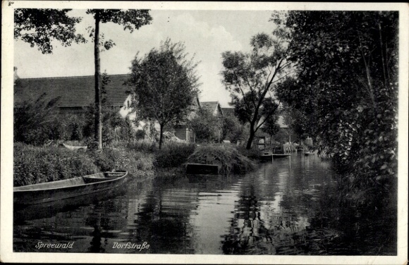 Ak Burg im Spreewald, Spreewald, dorpsstraat, waterweg, boottochten