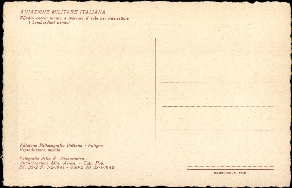 Postcard Italian Air Force, Air Fleet, War Plane