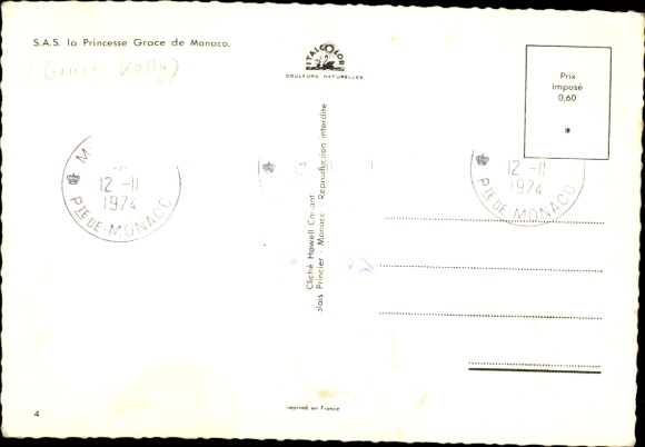 Postcard Actress Grace Kelly, Princess of Monaco