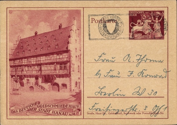 Postal stationery Postcard Hanau am Main Hessen, The German Goldsmiths’ House