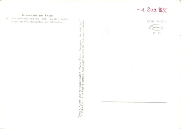 Postcard Bodenheim in Rheinhessen, aerial photograph