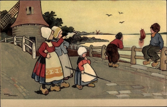 Künstler Ak Parkinson, Ethel, Kinder in niederländischer Tracht