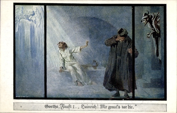 Artist Postcard Goethe, Faust, quote, Heinrich, I am afraid of you, League of Germans in Bohemia