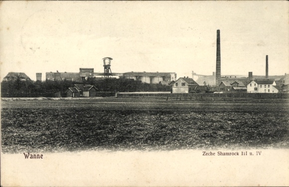 Ak Wanne Herne im Ruhrgebiet, Zeche Shamrock III u. IV