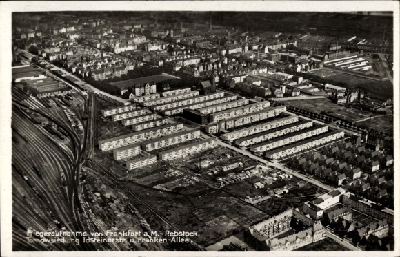 Postcard Frankfurt am Main, aerial photograph, Rebstock