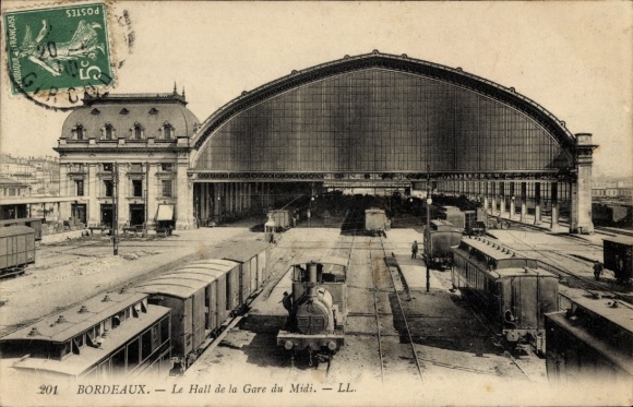 Postcard Bordeaux-Gironde, Gare du Midi Hall