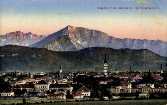 Postcard Klagenfurt am Wörthersee Carinthia, Koschutta, Ferlacherhorn, mountains in the background
