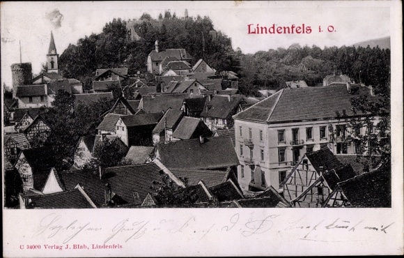 Postcard Lindenfels in the Odenwald, view of the place