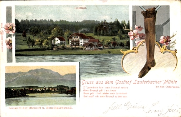 Ak Iffeldorf in Opper-Beieren, Gasthof Lauterbacher Mühle, Gasthof, Benediktenwand, Kous