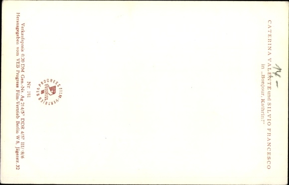 Postcard Actors Caterina Valente and Silvio Francesco, guitars, film scene