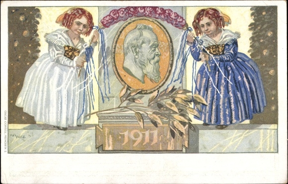 Postwaardestuk kunstenaarsbriefkaart Diez, M., prins-regent Luitpold van Beieren 1911, 5 Pfennig